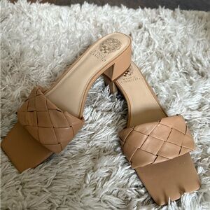 Vince Camuto Tan Woven Mules